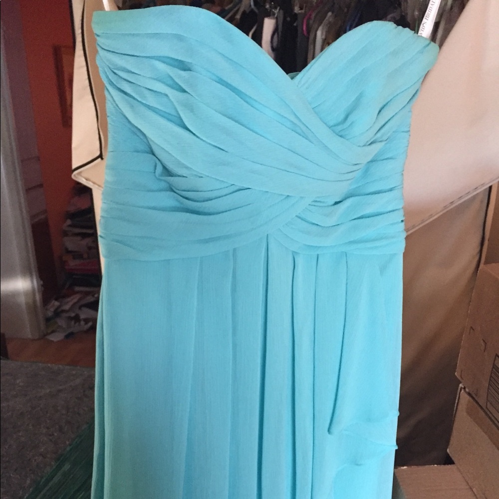 David’s Bridal strapless bridesmaid dress